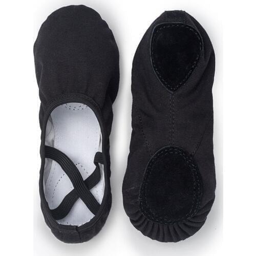 USHINE Quality black professional Ballerina Split-Sole Canvas Dance Gymnastics Kids Yoga Ballet Flats Children Dance Shoe Woman