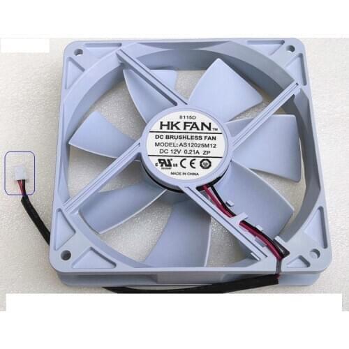 Brand New Pure White cooling fan 12cm 12025 12cm fan as12025m12 12V 0.21a 2-wire plug 1500 rpm