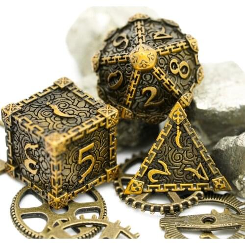 Cusdie Dagger Metal D&D Dice, 7 PCs DND Dice, Polyhedral Dice Set, for Role Playing Game MTG Pathfinder