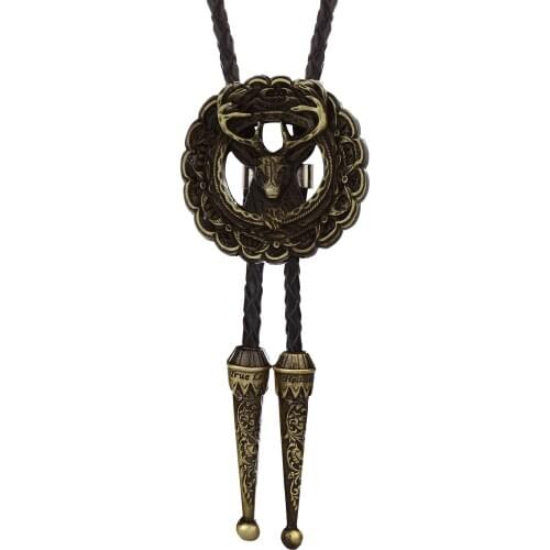 Western denim bolo tie zinc alloy leather rope collar rope