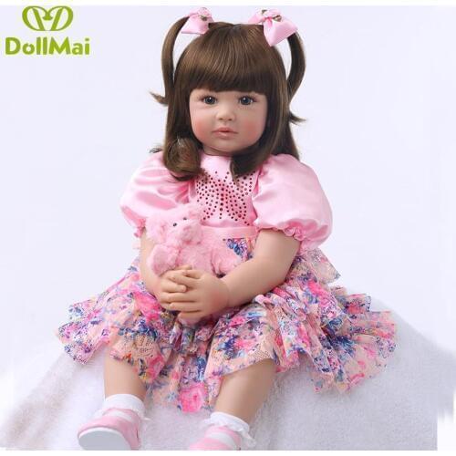 60cm Silicone Reborn Baby Doll 24inch vinyl princess reborn toddler girl adoras doll for children bebe gift reborn