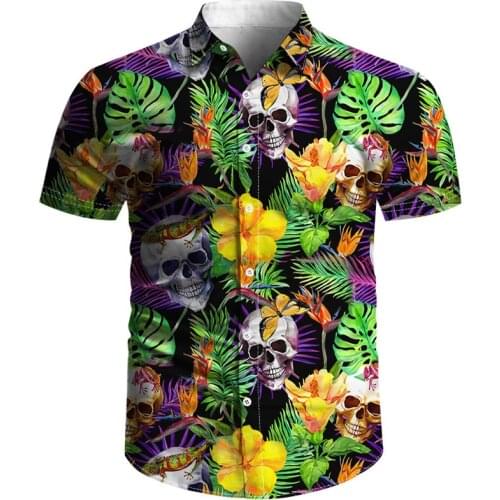 Hot selling mens summer 3D shirt button fine dyeing 3D printing flower retro Unisex mens shirt