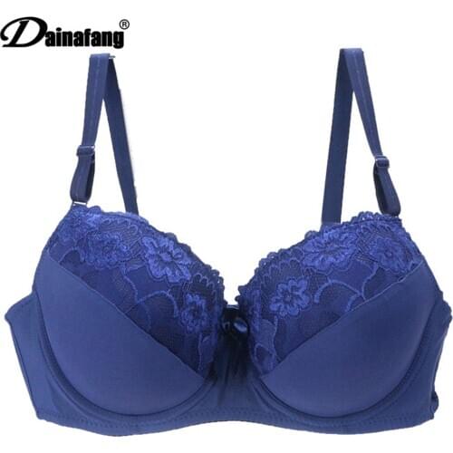 DaiNaFang Hot Selling Women Push-up Bra Plus Size 3/4 Cup Breathable Lace Patchwork Brassieres
