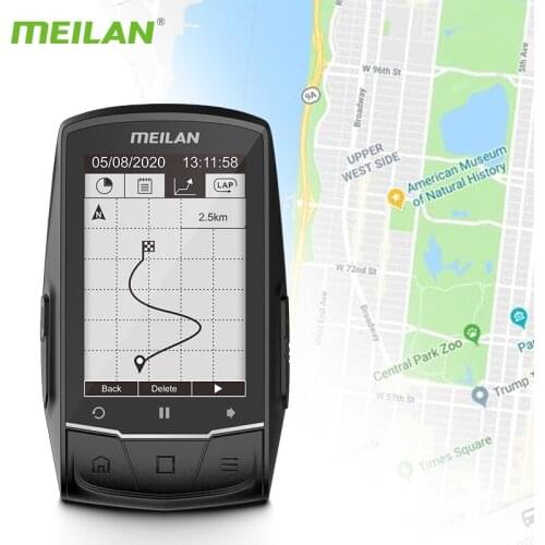 Meilan Finder Bike GPS Bicycle Computer GPS Navigation BLE4.0 speedometer Connect with ForCadence HR Monitor Power meter