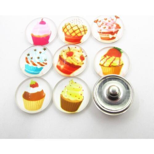 New 20pcs/lot Mix Cake Snap Buttons For 18mm Ginger Snap Bracelet&Bangles DIY Snap Button Jewelry Charms