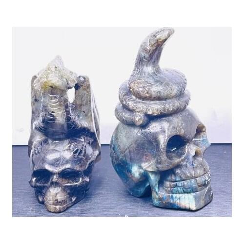 Natural Labrador Mineral Quartz Hand Carved Skull Healing Gemstones For Home Decorations