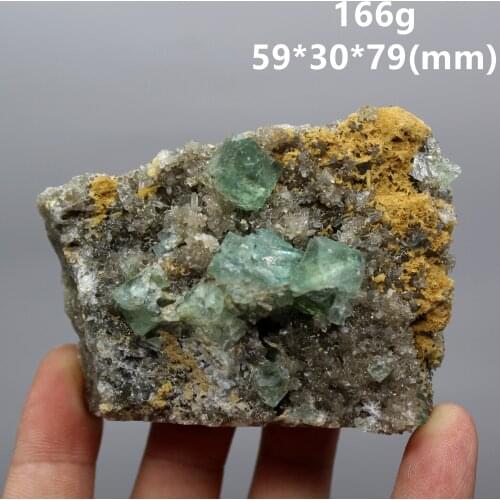 166g Natural green fluorite and clear crystal Symbiosis mineral specimens Stones and crystals Healing crystal quartz