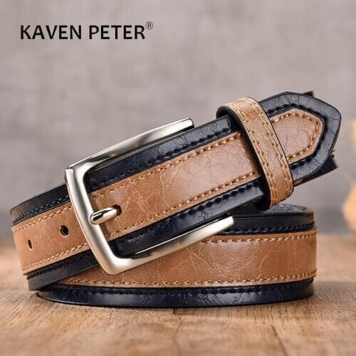 Designer Belts Men Pu Genuine Leather Fashion Casual Strap Male Jeans Luxury Brand Alloy Metal Pin Buckle Cintos Masculinos