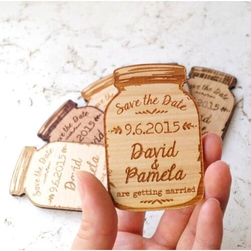 Save The Date Magnet, Personalized Save The Date, Mason Jar Save The Date Magnet,Wedding Invitation.Rustic Magnet.Wood magnet