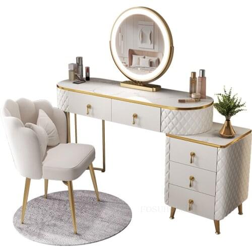Modern Makeup Vanity Set Dressing Table Bedroom Makeup Table White Desk Modern Vanity Desk with Mirror Vanity Table with Drawers
