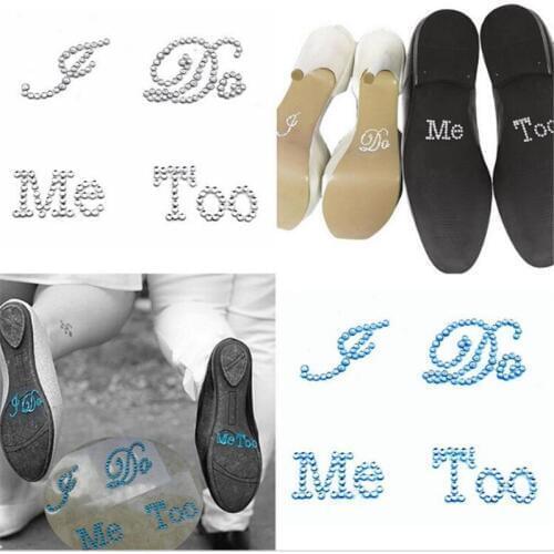 Wedding Decoration 2pcs / Set of Bridal Wedding Shoes DIY White Transparent Rhinestone Hen Party I Do Me Too Bachelor Party-7