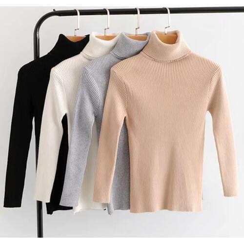 Sweaters Baby Boys Girls Kids Turtleneck Sweaters Kids Autumn Clothes Winter Knitted Bottoming Boys Sweaters Vetement Enfant