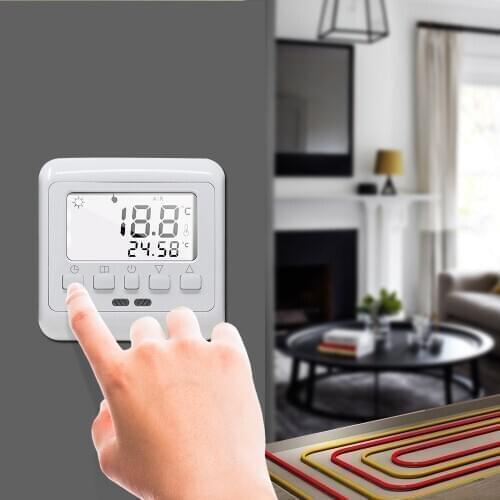 LCD Display Floor Heating Room Thermostat For Temperature Controller Weekly Programming Anti-Jamming Thermostat White Backlight