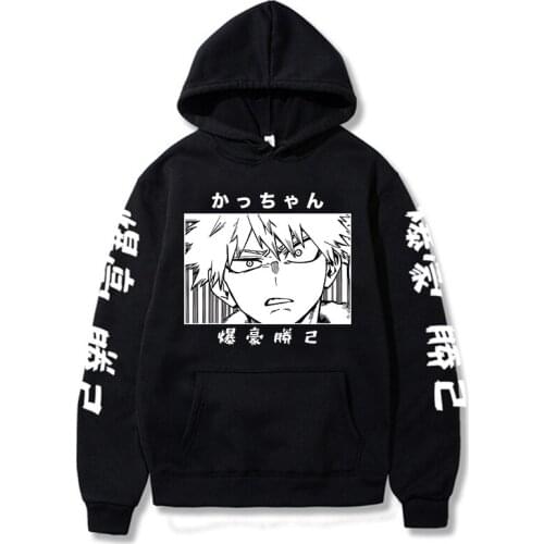 My Hero Academia Hoodies Anime Cosplay Bakugou Katsuki Print Women Men Sweater Streetwear Loose Casual Hooded Sweatshirts 2021
