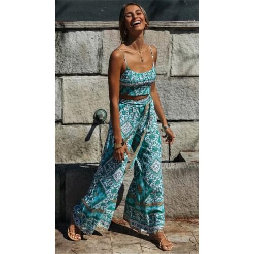 Happie Queens Women two piece outfits off shoulder Sleeveless tops Bohemian Tassel Drawstring skirts 2 pieces Boho sets