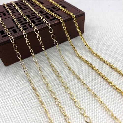 Golden Hollow Handmade Copper Chain Oval Shape DIY Creative Making Men and Women Necklace Bracelet Accessories Wholesale Trend