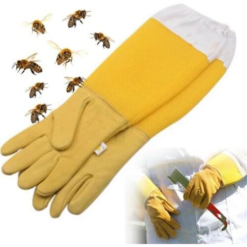 1Pair Beekeeping Gloves Protective Sleeves Breathable Anti Bee/Sting Sheepskin Long Gloves For Beekeeper Beekeeping Tools gloves