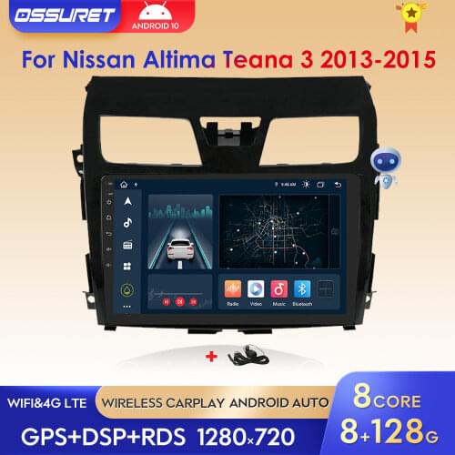 10 Inch Android 10 2G RAM 32G ROM Car Multimedia GPS Navigation Autoradio For Nissan Altima Teana 2013-2018 Canbus External Mic