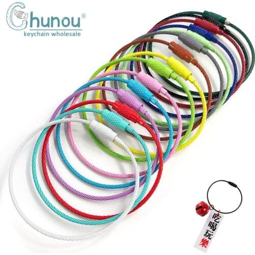 10PCS/Lot DIY Jewelry Making Keychain Accessories Material Color Painting Wire Ring Rope Rotating Screw Key Ring Charm Wholesale