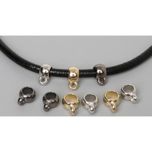 50pcs CCB End Cap Clip Clasp Bail Gold/Gunmetal/Rhodium Plated Plastic Metal Clasps & Hooks DIY Bracelet Jewelry Making Findings