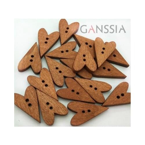 50pcs/lot Size:3.5cm Round Natural Wooden 2 Holes Button Heart Shape Special DI Buttons for Kids Garment accessories(kk-370)