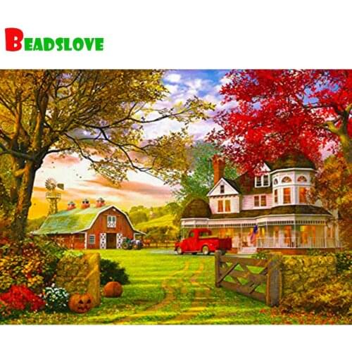 5D Diamond Painting Forest villa farm car Cross Stitch Kit Full Square Round drill DIY Diamond Embroidery Rhinestone decoration