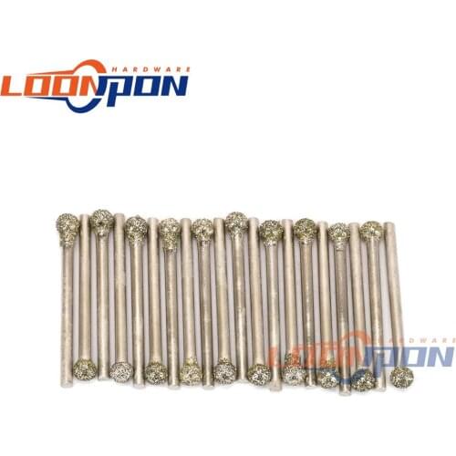 Diamond Grinding Head 3mm Shank Round Ball Engraving Abrasive Burrs Rotary Tools 3-8mm Head 20Pcs/Set