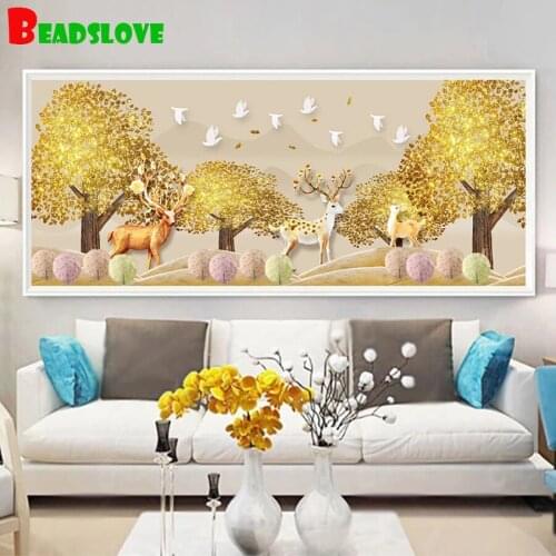 New Arrival 5D DIY Diamond Painting Fortune Tree Elk Full Round Diamond Embroidery Mosaic Hobbies And Crafts Home Decor B69