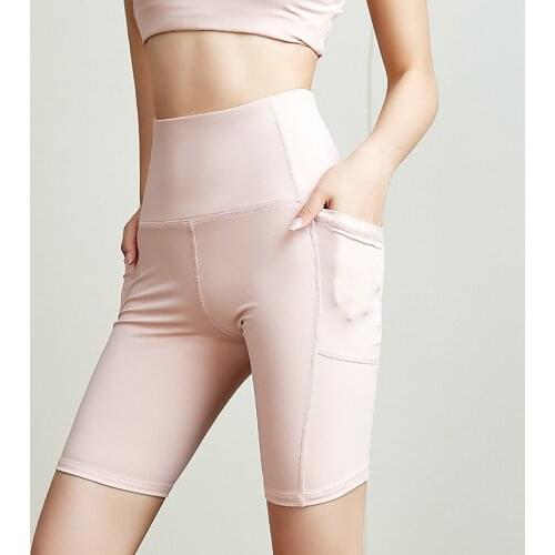 Amazons Pop-up Yoga Pants Women with Pocket Running Sports Five-point Pants Fast Dry Training Pants Fast Dry Fitness Shorts