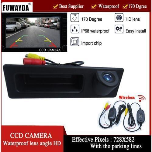 FUWAYDA Wireless Car Truck Handle Design Color CCD Car rear view camera Parking Reversing for BMW F10 F11 F25 F30 BMW 5 HD