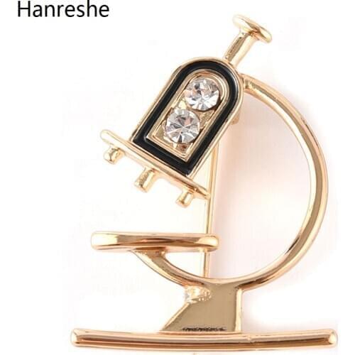 2020 New Microscope Medical Equipment Brooch Pin Doctor Nurse Hospital Lapel Backpack Zircon Badge Pins Jewelry Accessories Gift