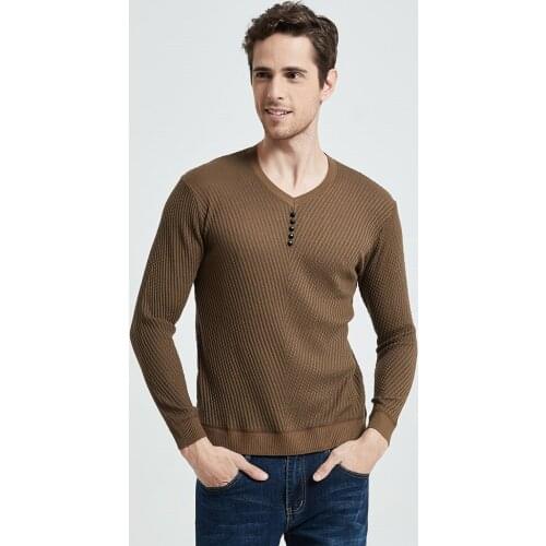 COODRONY Brand Sweater Men Casual Button V-Neck Pullover Shirt Spring Autumn Slim Fit Long Sleeve Knitted Soft Cotton Pull Homme