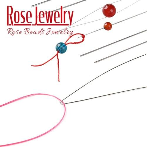 2pcs/Lot Central Opening Curved Beading Needles Stainless Steel Tools Pins for beadS Threading String Cord Easy Jewelry Making