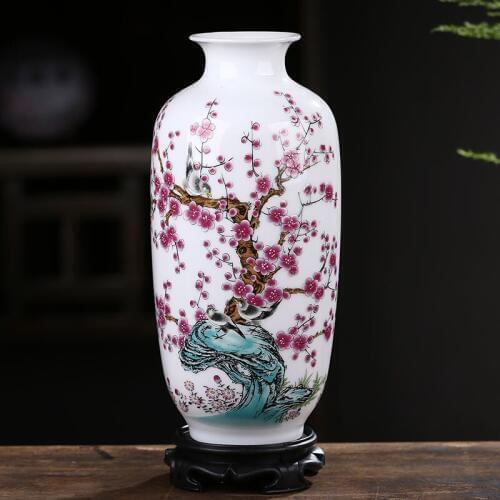 Jingdezhen Ceramic Vase Decoration White Flower Arrangement in Household Living Room Modern Simple Table Decoration
