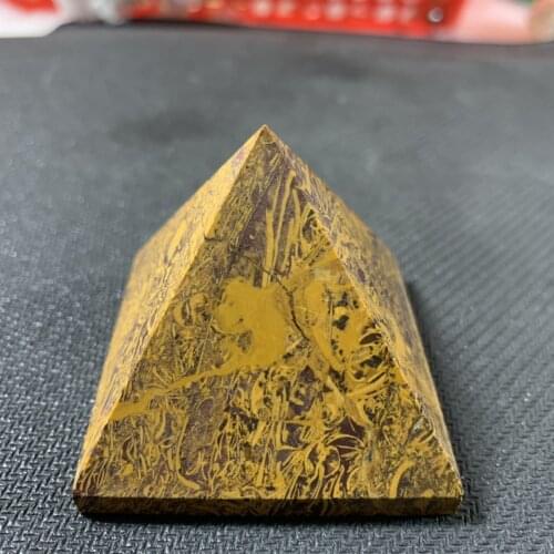 About 5cm beautiful natural golden lace jasper pyramid as gift wholesale for home decor
