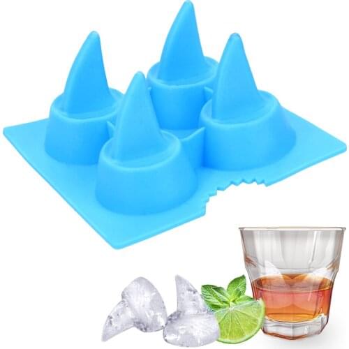 Kitchen Tool Silicone Ice Moulds Whiskey Wine Cocktail Ice Cube Ice Cube Tray DIY Shark Fin Shape Ice Maker Mould