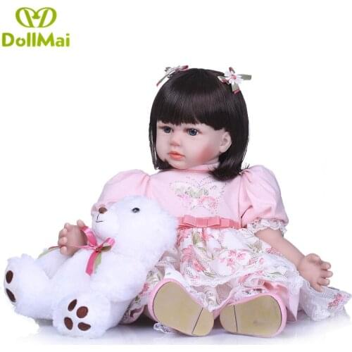 58cm reborn dolls soft silicone vinyl baby dolls BEBE DOLL bonecas princess girl toddler doll with bear plush
