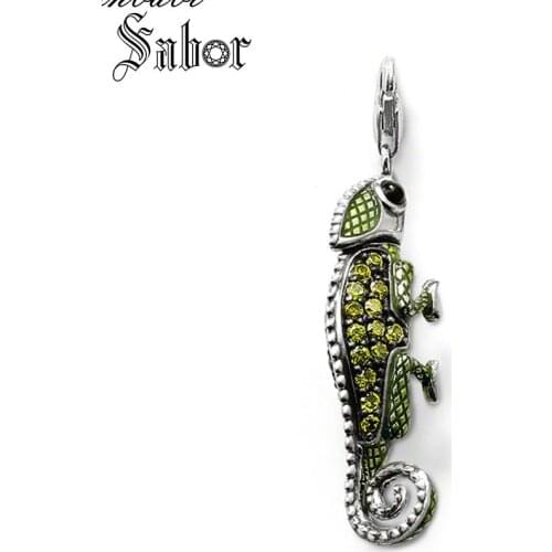 Pendant Green Chameleon Lizard silver color Black For Women Men Fashion Jewelry Gift Pendant Fit Necklace thomas