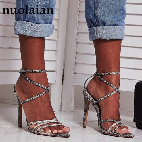 10.5CM Womens Ankle Strap High Heels Sandal Shoes Summer Party Pumps Woman High Heel Shoes Wedding Sandals Lady Chaussure