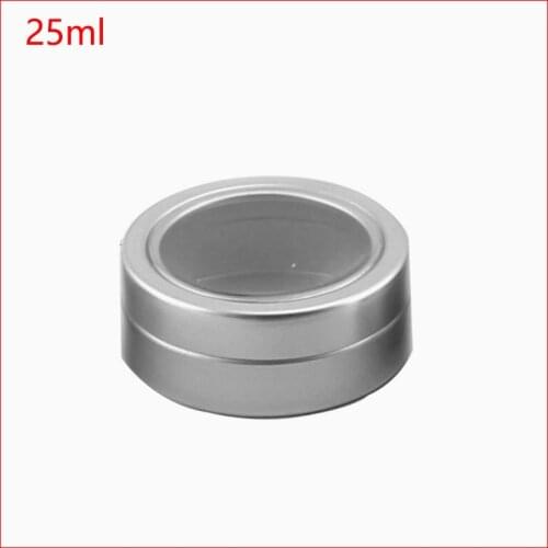 25ml metal face cream jar,small candy jar with good seal,aluminum jars with window for cream powder100pcs/lot