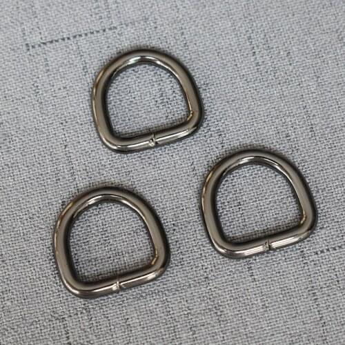 15mm Gun Black Metal Non-Welded Nickel Plated Hardware D Ring For Luggage Backpack Cat Dog Collar-Strap DIY Accessory