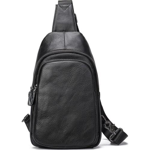 Man Chest Bag Mens Shoulder Bag Genuine Leather Simple Chest Bag High Quality Small Crossbody Single Strap For 7.9 Inch IPad