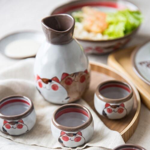 Japanese-style Cute Cat Ceramic Wine Set Liquor Sake Wine Creative Household Wine Bottle Set Wine Bar Sets