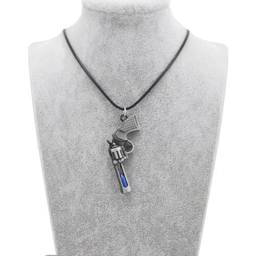 New CS GO Mens Hourglass Revolver Pendant Necklace Vintage Leather Chain Counter Strike Gun Necklace Men Jewelry Party Gift
