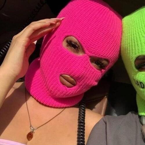 New Sexy Full Face Cover Hats Beanie 3 Holes Hiking Cycling Ski Winter Warm Outdoor Knitted Caps for Women Men Christmas