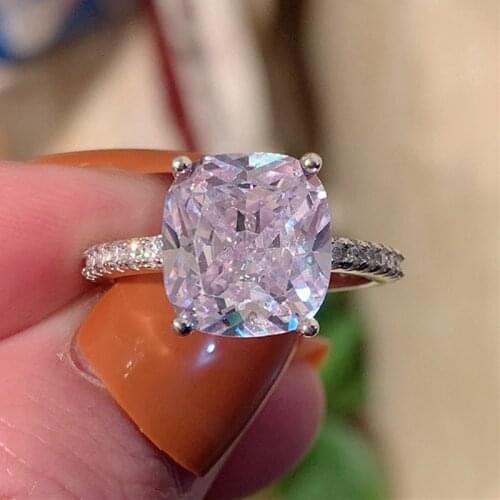 Charming Square CZ Stone Ring Women Fashion Classic Crystal Zircon Ring Bridal Trendy Engagement Jewelry Valentines Day Gift