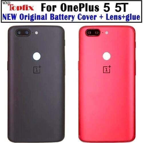 Original Glass For OnePlus 5 5T Back Battery Cover Door Rear Glass Oneplus 5t Battery Cover 1+5T Housing Case + Camera Lens