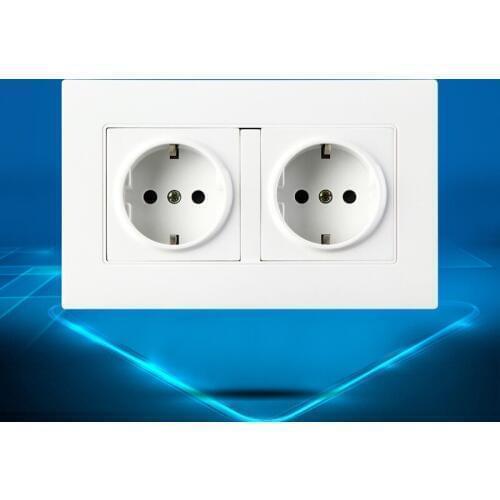 146 type PC Panel Double German Standard Outlet EU Standard Outlet 16A German Type Wall Outlet