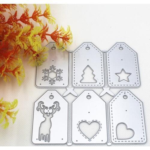 6pcs hanging tags DIY Scrapbooking Photo Album Paper Card Craft Cute Embossing Metal Cutting Dies Stencils Scrapbooking