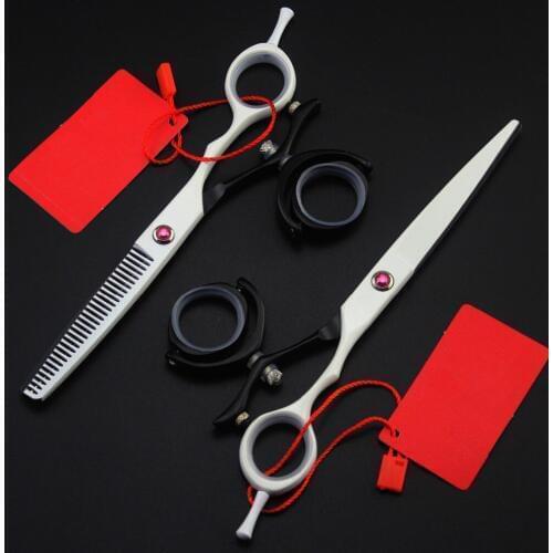Customize professional 440c 6 inch 360 rotation cutting barber makas thinning cut hair scissor shears hairdressing scissors set